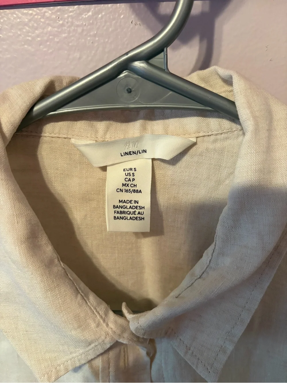 H&M 100% LINEN beige button up - Picture 3 of 3